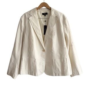 NWT Talbots Cream Floral Embroidered Single Button Blazer
